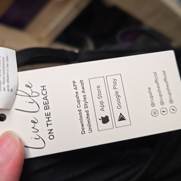 Cupshe Size L Black Ribbed Rouched Tankini Top - Picture 8 of 8